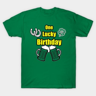 One Lucky Irish Green Beer Drinking Birthday Party yellow green T-Shirt
